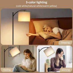 Floor Lamp With Bulb And Remote Linen Shade For Bedroom - thumbnail 8