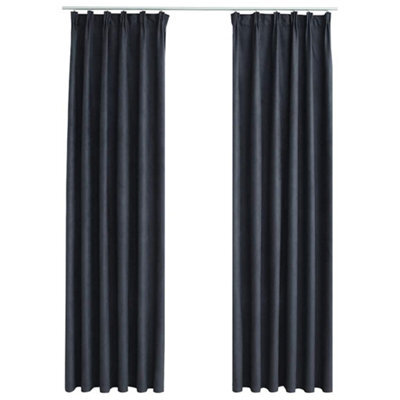 Berkfield Elegant Blackout Curtains With Hooks 2 Pcs Anthracite 140X245 Cm