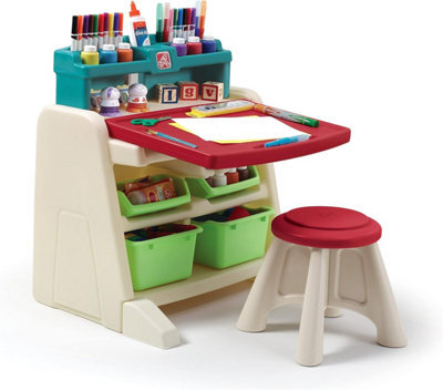 Easel Desk With Chair For Children, Flip & Doodle Step2 Table W/ Storage Baskets