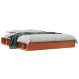 Berkfield Bed Frame Wax Brown 120X190 Cm Small Double Solid Wood Pine - thumbnail 2