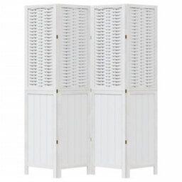 Vidaxl Room Divider 4 Panels White Solid Wood Paulownia - thumbnail 4