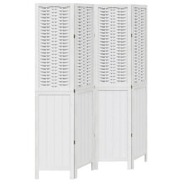 Vidaxl Room Divider 4 Panels White Solid Wood Paulownia - thumbnail 2
