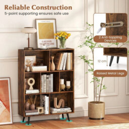 7-Cube Bookcase Mid Century Modern Storage Organiser Brown - thumbnail 4