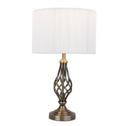 Lighting Supermarket Queenswood Traditional Barley Twist Table Lamp With Ivory String Shade - Antique Brass - thumbnail 2