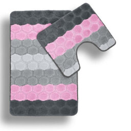Velosso Hex Stripe Bath And Pedestal Mat Pink