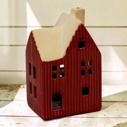 Four Candle Satchville Red Ceramic House Tealight Holder - thumbnail 2