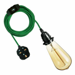 Industrial Plug In Pendant Light E27 4M Fabric Cord Plug In Diy Hanging Light Fixture Green