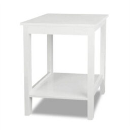 Small 2 Tier White Matt Finish Side Table With Shelf Bedroom Coffee End Table