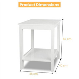 Small 2 Tier White Matt Finish Side Table With Shelf Bedroom Coffee End Table - thumbnail 2