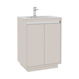 Royal Bathrooms Orion 600mm Warm Taupe 2 Door Floor Standing Bathroom Vanity Unit With Carrara White Basin & Chrome Accent Trim - thumbnail 7