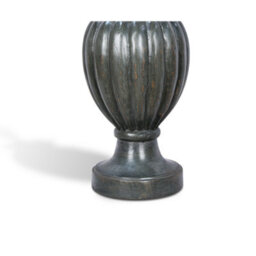 Solid Wood Table Lamp With Fabric Shade Grey Finish Carved Baluster Base For Living Room Or Bedroom - thumbnail 4