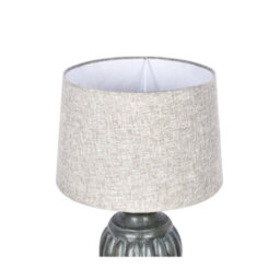 Solid Wood Table Lamp With Fabric Shade Grey Finish Carved Baluster Base For Living Room Or Bedroom - thumbnail 3
