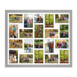 AK Frames 80X70Cm Light Grey Modern Multi Photo Frame With White Mount - Holds 20 Apertures (18X) 6X4, (2X) 4X4 Photos - thumbnail 1