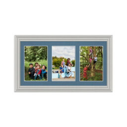 AK Frames 40X20Cm Light Grey Classic Multi Photo Frame With Pompadour Mount - Holds 3 Apertures (3X) 6X4 Photos - thumbnail 1