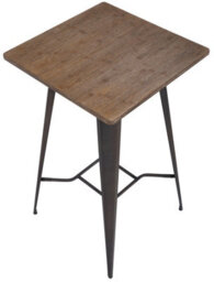 Lamboro Tolix Rustic Square Bar Table With Brown Wooden Top & Metal Frame - 104Cm Height - thumbnail 6