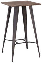 Lamboro Tolix Rustic Square Bar Table With Brown Wooden Top & Metal Frame - 104Cm Height - thumbnail 3