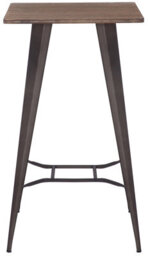 Lamboro Tolix Rustic Square Bar Table With Brown Wooden Top & Metal Frame - 104Cm Height - thumbnail 2
