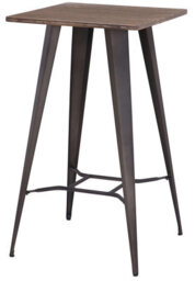 Lamboro Tolix Rustic Square Bar Table With Brown Wooden Top & Metal Frame - 104Cm Height - thumbnail 1