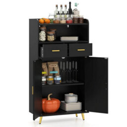 Buffet Sideboard Kitchen Storage Cabinet W/2 Doors And 2 Drawers-Black - thumbnail 5