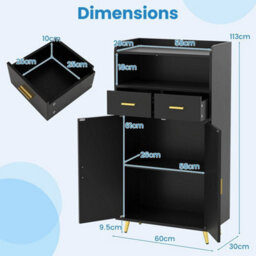 Buffet Sideboard Kitchen Storage Cabinet W/2 Doors And 2 Drawers-Black - thumbnail 2