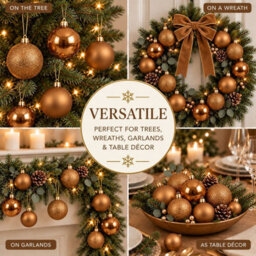 Decoris 60 Caramel Brown Baubles Shatterproof Christmas Tree Hanging Decor - thumbnail 7