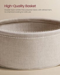 Songmics Power Station Side Table, Circular End Table With Outlets, Usb Charging, Fabric Storage, Matte White And Camel Brown - thumbnail 6