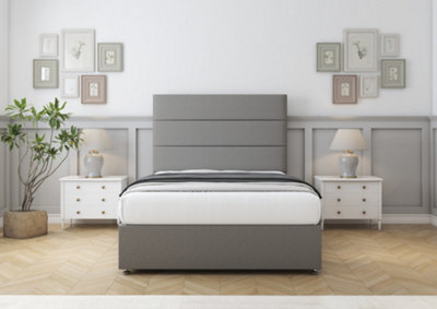 "Comfort Rosa Pewter Tweed Divan Bed Base No Drawers - 26"" Strutted 4'6 Double" - image 1