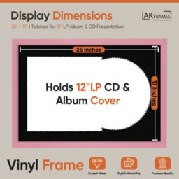 "AK Frames 25X17"" Pink Modern Vinyl Record Frame With Black Mount For 12 Inch Lp Cover & Disc - Overlapped Design" - thumbnail 2
