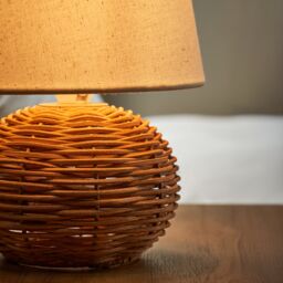 Inlight Peiros Round Matt Natural Rattan Effect Table Lamp, Pair - thumbnail 6