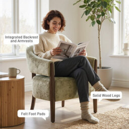 Homcom Accent Chair, Upholstered Armchair With Solid Wood Legs, Light Brown - thumbnail 7