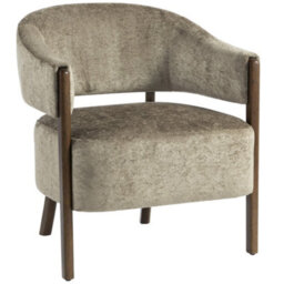 Homcom Accent Chair, Upholstered Armchair With Solid Wood Legs, Light Brown - thumbnail 2
