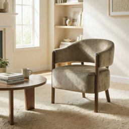 Homcom Accent Chair, Upholstered Armchair With Solid Wood Legs, Light Brown - thumbnail 8