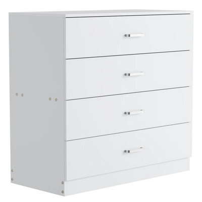4Drawer White75 X 36 X 72Cm Chest Of Drawers Modern White Drawer Metal Handles Furniture Bedside Table - image 1