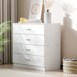 4Drawer White75 X 36 X 72Cm Chest Of Drawers Modern White Drawer Metal Handles Furniture Bedside Table - thumbnail 3