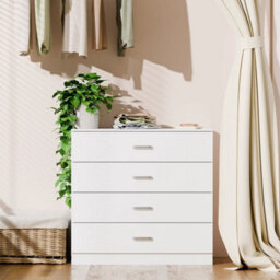 4Drawer White75 X 36 X 72Cm Chest Of Drawers Modern White Drawer Metal Handles Furniture Bedside Table - thumbnail 6