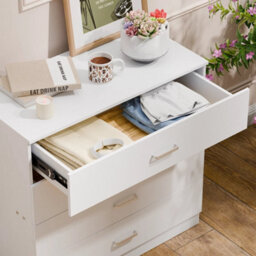 4Drawer White75 X 36 X 72Cm Chest Of Drawers Modern White Drawer Metal Handles Furniture Bedside Table - thumbnail 5