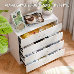 4Drawer White75 X 36 X 72Cm Chest Of Drawers Modern White Drawer Metal Handles Furniture Bedside Table - thumbnail 4