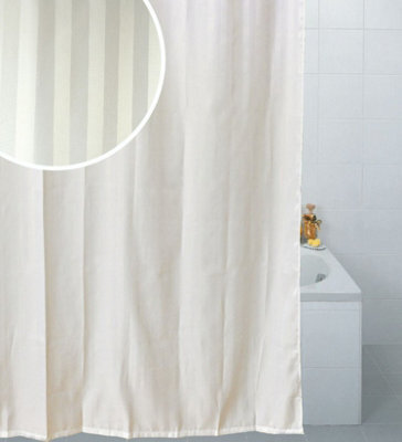 White Polyester Satin Stripe Shower Curtain  180 X 180Cm - image 1