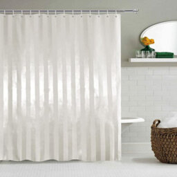 White Polyester Satin Stripe Shower Curtain  180 X 180Cm - thumbnail 4