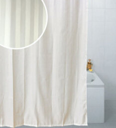 White Polyester Satin Stripe Shower Curtain  180 X 180Cm - thumbnail 1