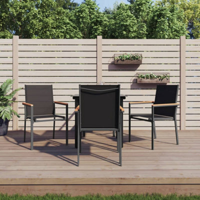 Berkfield 5 Piece Garden Dining Set Black Textilene And Steel - image 1