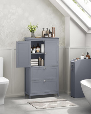 Songmics Cabinet, Storage Unit, Bathroom And Kitchen Storage Organizer, Freestanding, 2 Drawers And 2 Doors, Dove Grey - image 1