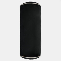 OHS Bolster Cushion Matte Velvet Filled Bedroom Sofa Plump Pillow, Black Cream - thumbnail 4
