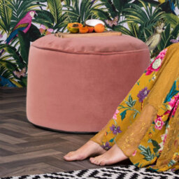icon Natalia Velvet Adults Bean Bag Armchair And Pouffe, Ready Filled Large Beanbag And Footstool Dusk Pink - thumbnail 3