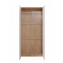 Timber Art Design 2 Door Double Wardrobe White & Sonoma Oak Effect Bedroom Furniture Cupboard - thumbnail 3