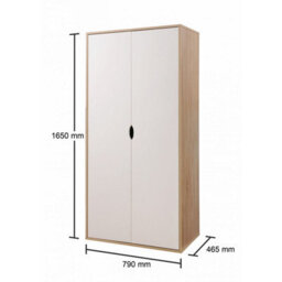 Timber Art Design 2 Door Double Wardrobe White & Sonoma Oak Effect Bedroom Furniture Cupboard - thumbnail 4