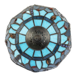 Happy Homewares Handmade Midnight And Sky Blue Stained Glass Dragonfly Tiffany Lamp - thumbnail 3