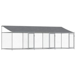 Walplus Grey Dog Cage With Roof And Doors 6X2X2 M Galvanised Steel Outdoor Kennel Run Pen - thumbnail 2