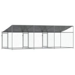 Walplus Grey Dog Cage With Roof And Doors 6X2X2 M Galvanised Steel Outdoor Kennel Run Pen - thumbnail 6