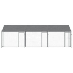Walplus Grey Dog Cage With Roof And Doors 6X2X2 M Galvanised Steel Outdoor Kennel Run Pen - thumbnail 4
